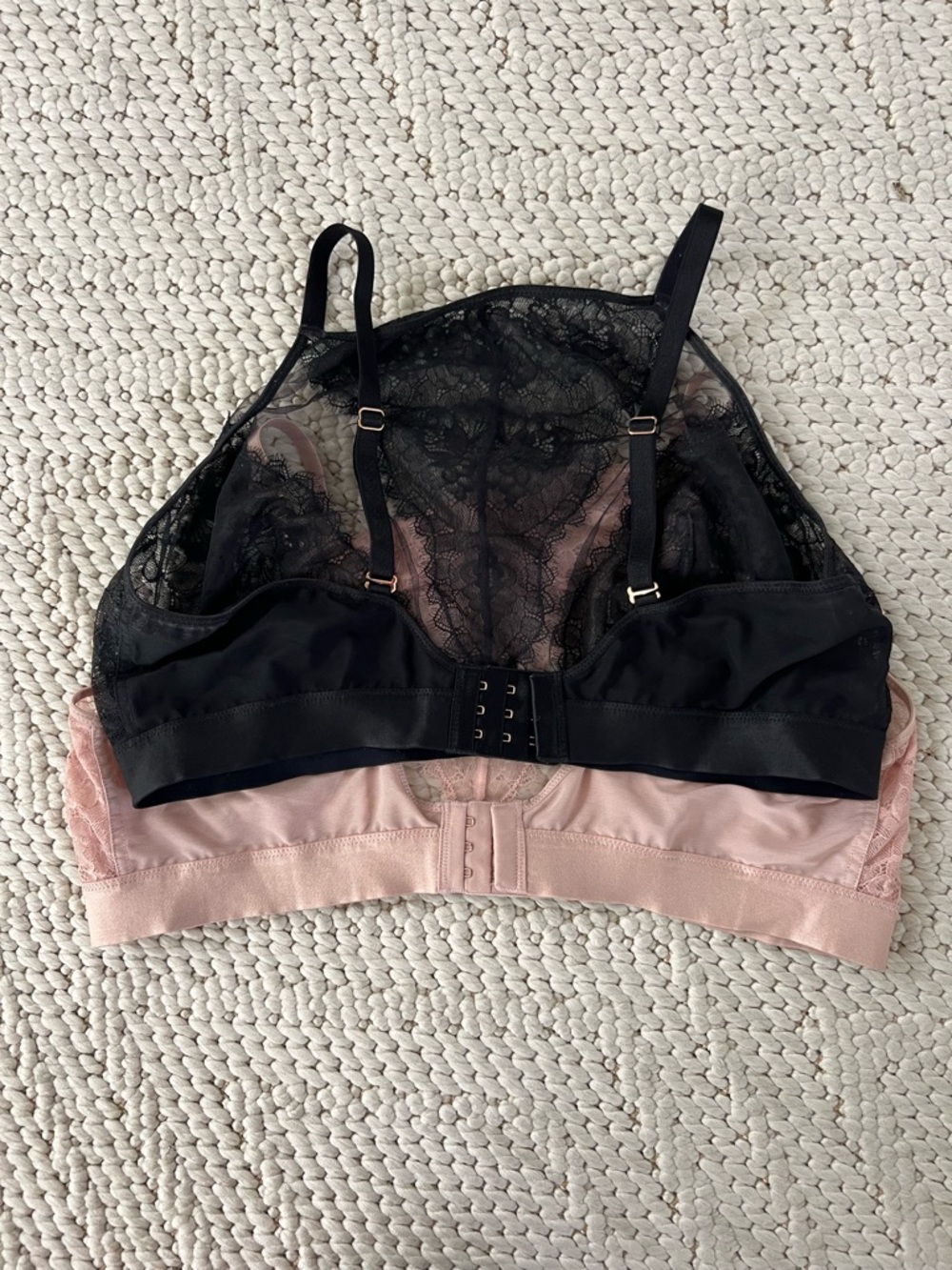 Soma Sheer Lace High-Neck Bralettes in Blush Pink and Black - Picture 2 of 5